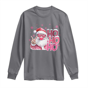 Christmas Couple Matching Long Sleeve Shirt Pink Santa Claus Ho Ho Ho TS10 Charcoal Print Your Wear