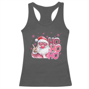 Christmas Couple Matching Racerback Tank Top Pink Santa Claus Ho Ho Ho TS10 Dark Heather Print Your Wear