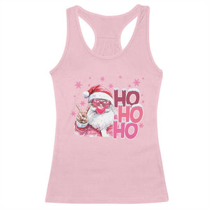 Christmas Couple Matching Racerback Tank Top Pink Santa Claus Ho Ho Ho TS10 Light Pink Print Your Wear