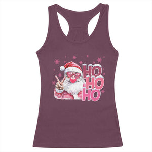 Christmas Couple Matching Racerback Tank Top Pink Santa Claus Ho Ho Ho TS10 Maroon Print Your Wear