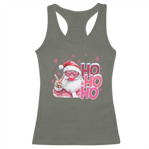 Christmas Couple Matching Racerback Tank Top Pink Santa Claus Ho Ho Ho TS10 Military Green Print Your Wear