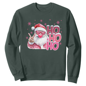 Christmas Couple Matching Sweatshirt Pink Santa Claus Ho Ho Ho TS10 Dark Forest Green Print Your Wear