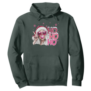 Christmas Couple Matching Hoodie Pink Mrs Claus Ho Ho Ho TS10 Dark Forest Green Print Your Wear