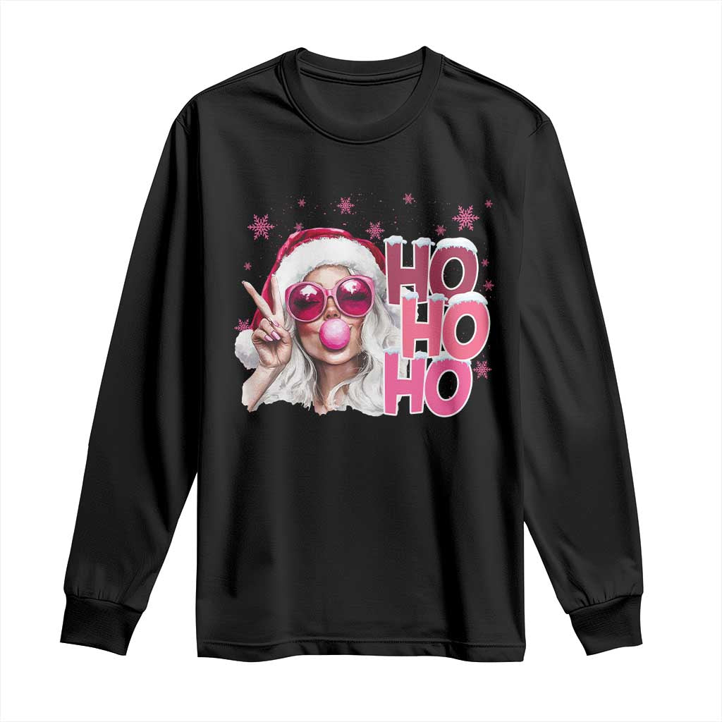 Christmas Couple Matching Long Sleeve Shirt Pink Mrs Claus Ho Ho Ho TS10 Black Print Your Wear