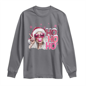 Christmas Couple Matching Long Sleeve Shirt Pink Mrs Claus Ho Ho Ho TS10 Charcoal Print Your Wear