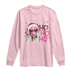 Christmas Couple Matching Long Sleeve Shirt Pink Mrs Claus Ho Ho Ho TS10 Light Pink Print Your Wear