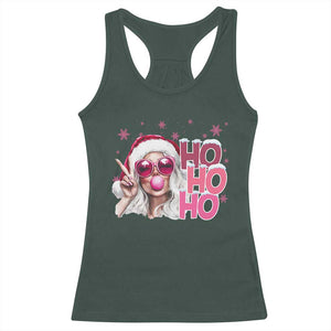 Christmas Couple Matching Racerback Tank Top Pink Mrs Claus Ho Ho Ho TS10 Dark Forest Green Print Your Wear