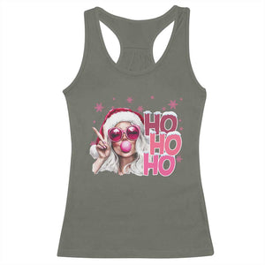 Christmas Couple Matching Racerback Tank Top Pink Mrs Claus Ho Ho Ho TS10 Military Green Print Your Wear