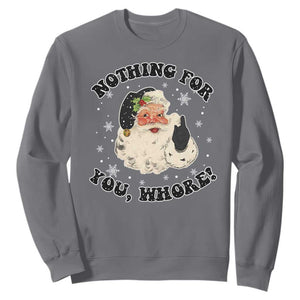 Funny Xmas Santa Sweatshirt Nothing For You Whore Christmas Joke Gift TS10 Charcoal Print Your Wear