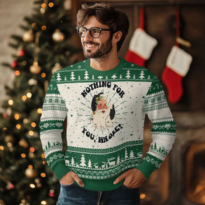 Funny Xmas Santa Knit Sweatshirt Nothing For You Whore Christmas Joke Gift TS10 Green Print Your Wear