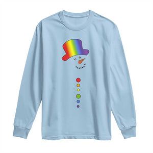 LGBTQ Christmas Long Sleeve Shirt Rainbow Gay Pride Holiday Snowman TS10 Light Blue Print Your Wear