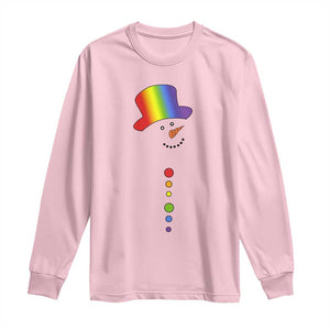 LGBTQ Christmas Long Sleeve Shirt Rainbow Gay Pride Holiday Snowman TS10 Light Pink Print Your Wear