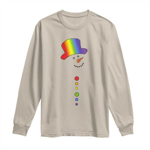 LGBTQ Christmas Long Sleeve Shirt Rainbow Gay Pride Holiday Snowman TS10 Sand Print Your Wear