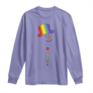 LGBTQ Christmas Long Sleeve Shirt Rainbow Gay Pride Holiday Snowman TS10 Violet Print Your Wear