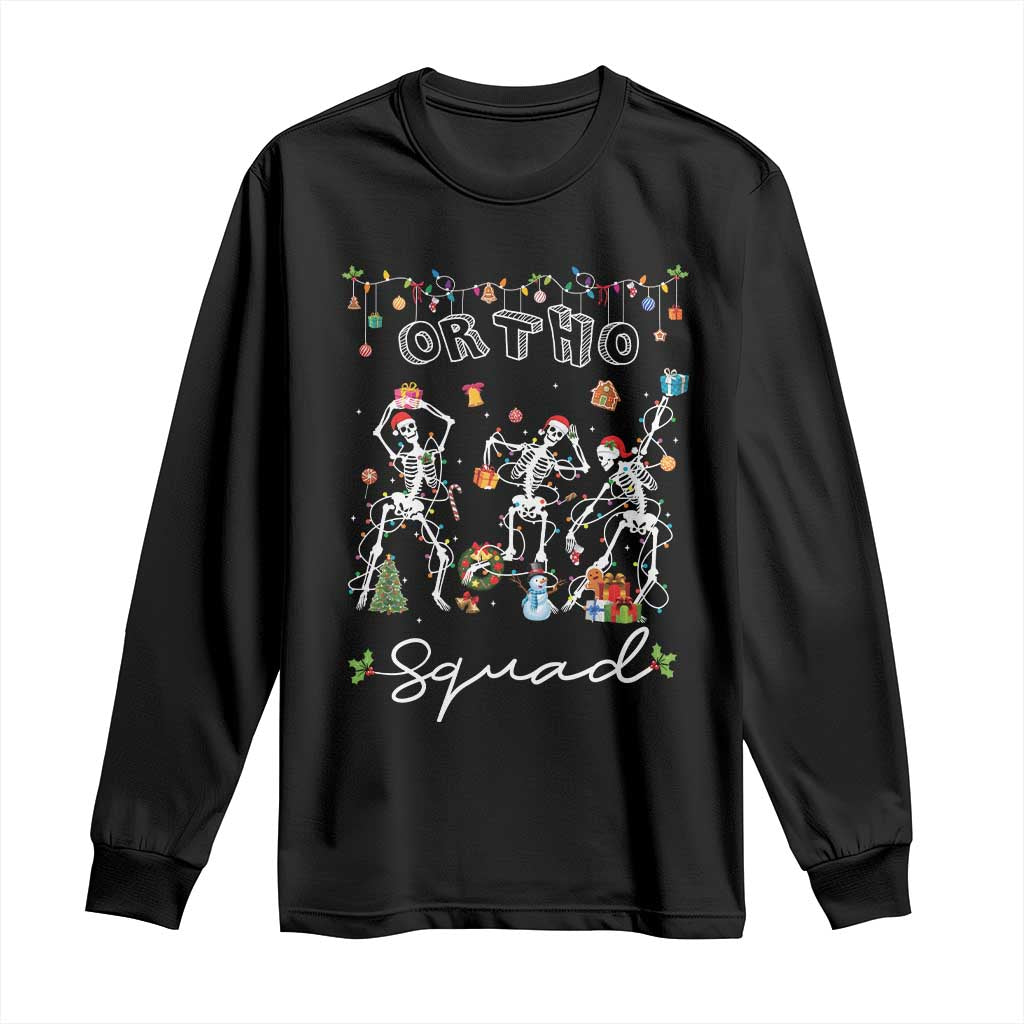 Ortho Nurse Doctor Christmas Long Sleeve Shirt Skeletons Orthopedics Nurse Rn Crew TS10 Black Print Your Wear