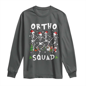 Funny Christmas Ortho Nurse Long Sleeve Shirt Xmas Dancing Skeleton Orthopedics PICU Icu Nurse Rn Crew TS10 Dark Heather Print Your Wear