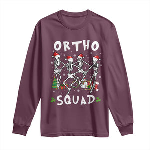 Funny Christmas Ortho Nurse Long Sleeve Shirt Xmas Dancing Skeleton Orthopedics PICU Icu Nurse Rn Crew TS10 Maroon Print Your Wear