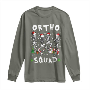 Funny Christmas Ortho Nurse Long Sleeve Shirt Xmas Dancing Skeleton Orthopedics PICU Icu Nurse Rn Crew TS10 Military Green Print Your Wear