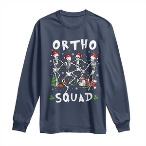 Funny Christmas Ortho Nurse Long Sleeve Shirt Xmas Dancing Skeleton Orthopedics PICU Icu Nurse Rn Crew TS10 Navy Print Your Wear