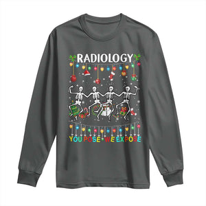 Christmas Radiologic Technologist Long Sleeve Shirt Radiology You Pose We Expose Dancing Skeletons Dance Xray Rad Tech TS10 Dark Heather Print Your Wear