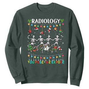 Christmas Radiologic Technologist Sweatshirt Radiology You Pose We Expose Dancing Skeletons Dance Xray Rad Tech TS10 Dark Forest Green Print Your Wear