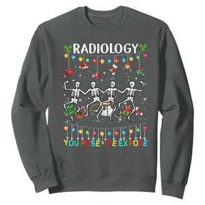 Christmas Radiologic Technologist Sweatshirt Radiology You Pose We Expose Dancing Skeletons Dance Xray Rad Tech TS10 Dark Heather Print Your Wear