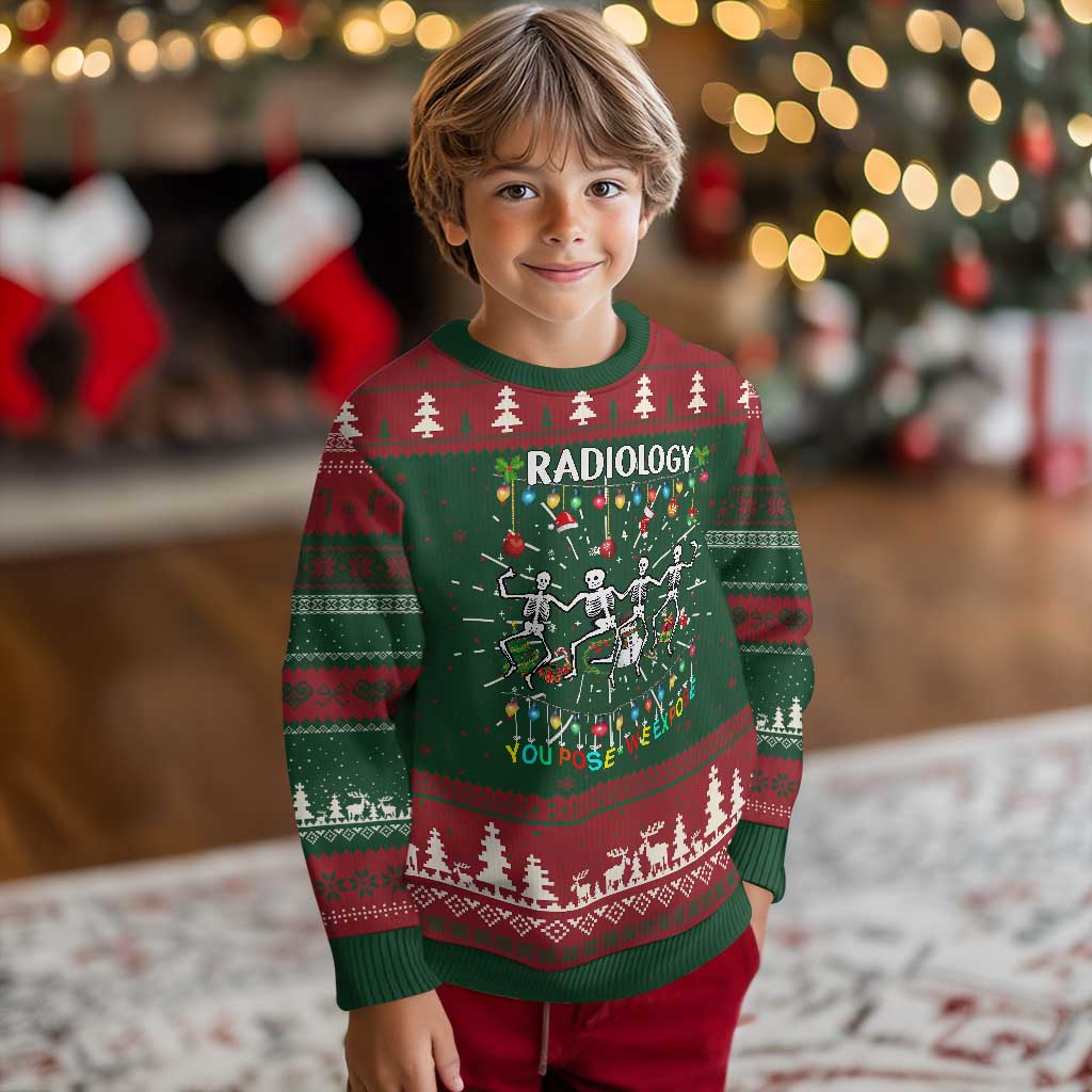 Christmas Radiologic Technologist Knit Sweatshirt Radiology You Pose We Expose Dancing Skeletons Dance Xray Rad Tech TS10 Christmas Print Your Wear