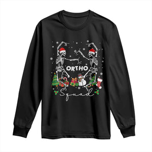 Funny Christmas Nurse Long Sleeve Shirt Ortho Squad Dancing Skeleton Orthopedics PICU Icu Nurse Rn Crew TS10 Black Print Your Wear