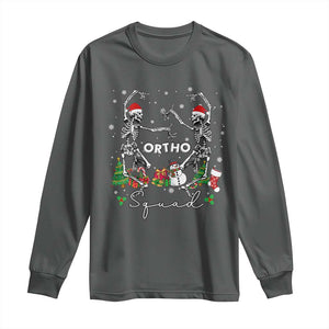 Funny Christmas Nurse Long Sleeve Shirt Ortho Squad Dancing Skeleton Orthopedics PICU Icu Nurse Rn Crew TS10 Dark Heather Print Your Wear