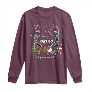 Funny Christmas Nurse Long Sleeve Shirt Ortho Squad Dancing Skeleton Orthopedics PICU Icu Nurse Rn Crew TS10 Maroon Print Your Wear