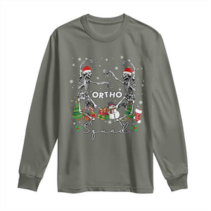 Funny Christmas Nurse Long Sleeve Shirt Ortho Squad Dancing Skeleton Orthopedics PICU Icu Nurse Rn Crew TS10 Military Green Print Your Wear