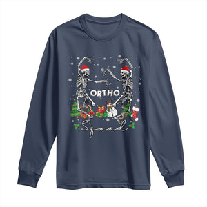 Funny Christmas Nurse Long Sleeve Shirt Ortho Squad Dancing Skeleton Orthopedics PICU Icu Nurse Rn Crew TS10 Navy Print Your Wear