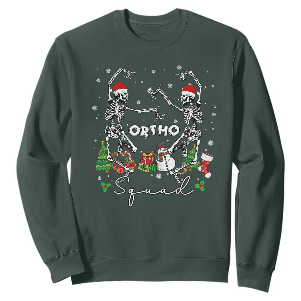 Funny Christmas Nurse Sweatshirt Ortho Squad Dancing Skeleton Orthopedics PICU Icu Nurse Rn Crew TS10 Dark Forest Green Print Your Wear