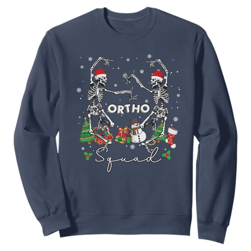 Funny Christmas Nurse Sweatshirt Ortho Squad Dancing Skeleton Orthopedics PICU Icu Nurse Rn Crew TS10 Navy Print Your Wear