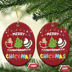 Xmas Chickens Christmas Ornament Lover Gift Farm Gift Merry Chickmas TS10 Oval Red Print Your Wear