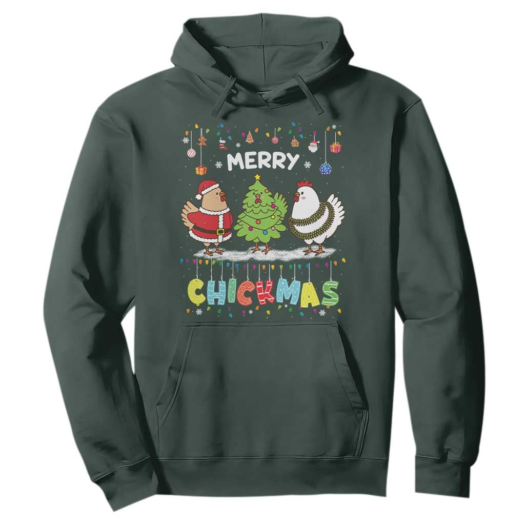 Christmas Chickens Hoodie Lover Gift Farm Gift Merry Chickmas TS10 Dark Forest Green Print Your Wear