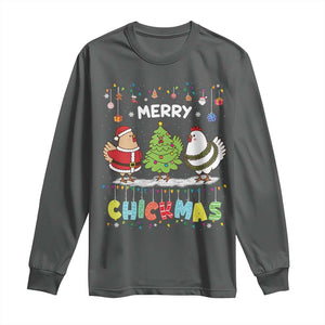 Christmas Chickens Long Sleeve Shirt Lover Gift Farm Gift Merry Chickmas TS10 Dark Heather Print Your Wear