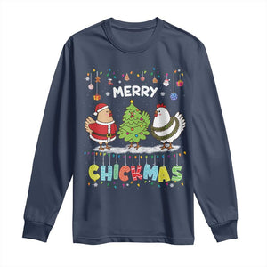 Christmas Chickens Long Sleeve Shirt Lover Gift Farm Gift Merry Chickmas TS10 Navy Print Your Wear