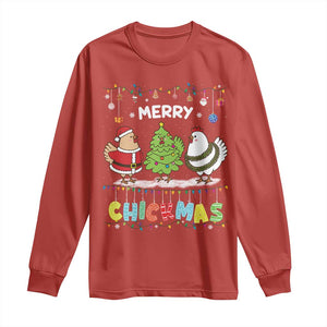 Christmas Chickens Long Sleeve Shirt Lover Gift Farm Gift Merry Chickmas TS10 Red Print Your Wear