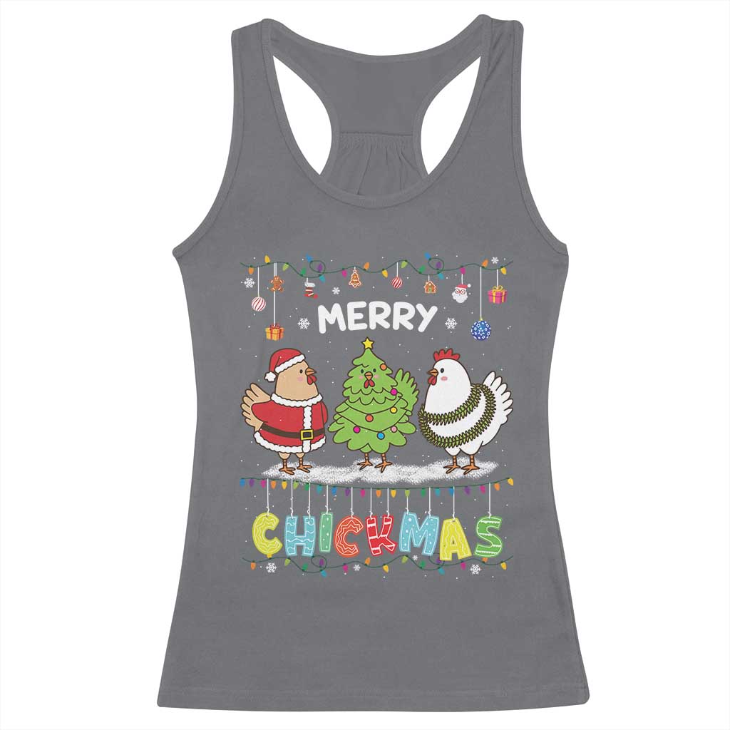 Christmas Chickens Racerback Tank Top Lover Gift Farm Gift Merry Chickmas TS10 Charcoal Print Your Wear