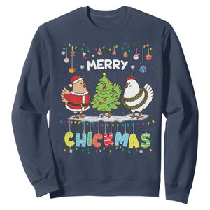 Christmas Chickens Sweatshirt Lover Gift Farm Gift Merry Chickmas TS10 Navy Print Your Wear