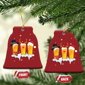 Funny Beer Christmas Ornament Reindeer Santa Drinking Lovers TS10 Bell Flake Red Print Your Wear