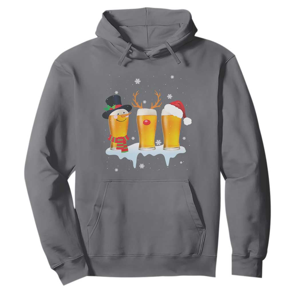 Funny Christmas Beer Hoodie Reindeer Santa Drinking Lovers TS10 Charcoal Print Your Wear