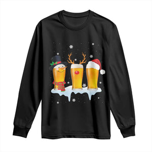 Funny Christmas Beer Long Sleeve Shirt Reindeer Santa Drinking Lovers TS10 Black Print Your Wear