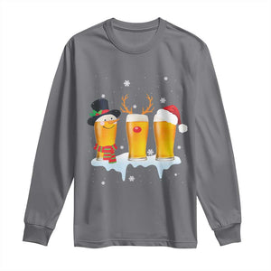 Funny Christmas Beer Long Sleeve Shirt Reindeer Santa Drinking Lovers TS10 Charcoal Print Your Wear