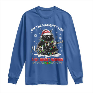 Cat Christmas Long Sleeve Shirt On The Naughty List And I Regret Nothing TS10 Royal Blue Print Your Wear