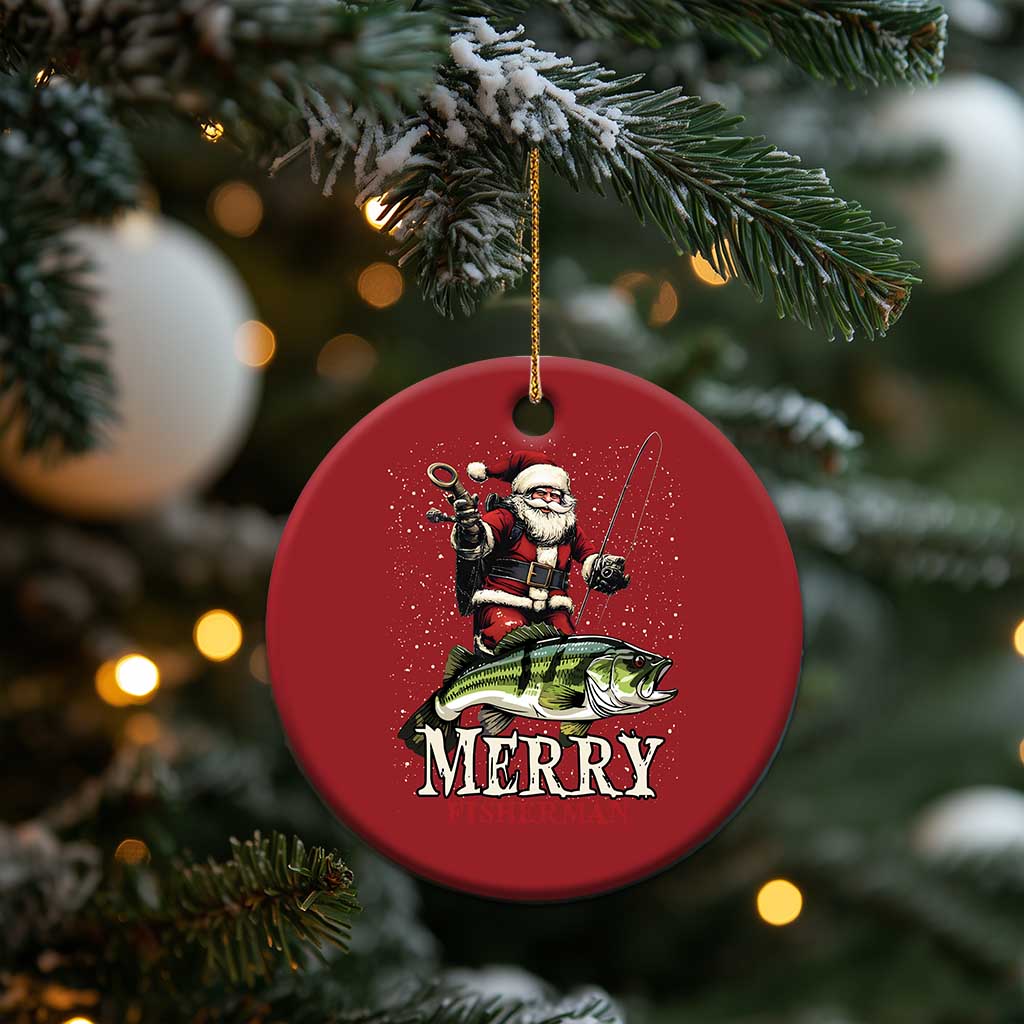 Fishing Gifts Christmas Ornament Merry Fisherman Santa Claus Fish Fishing Rod TS10 Print Your Wear