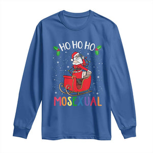 LGBTQ Christmas Long Sleeve Shirt Ho Ho Ho Mosexual Slay Santa LGBT Rainbow Pun Gay Pride TS10 Royal Blue Print Your Wear