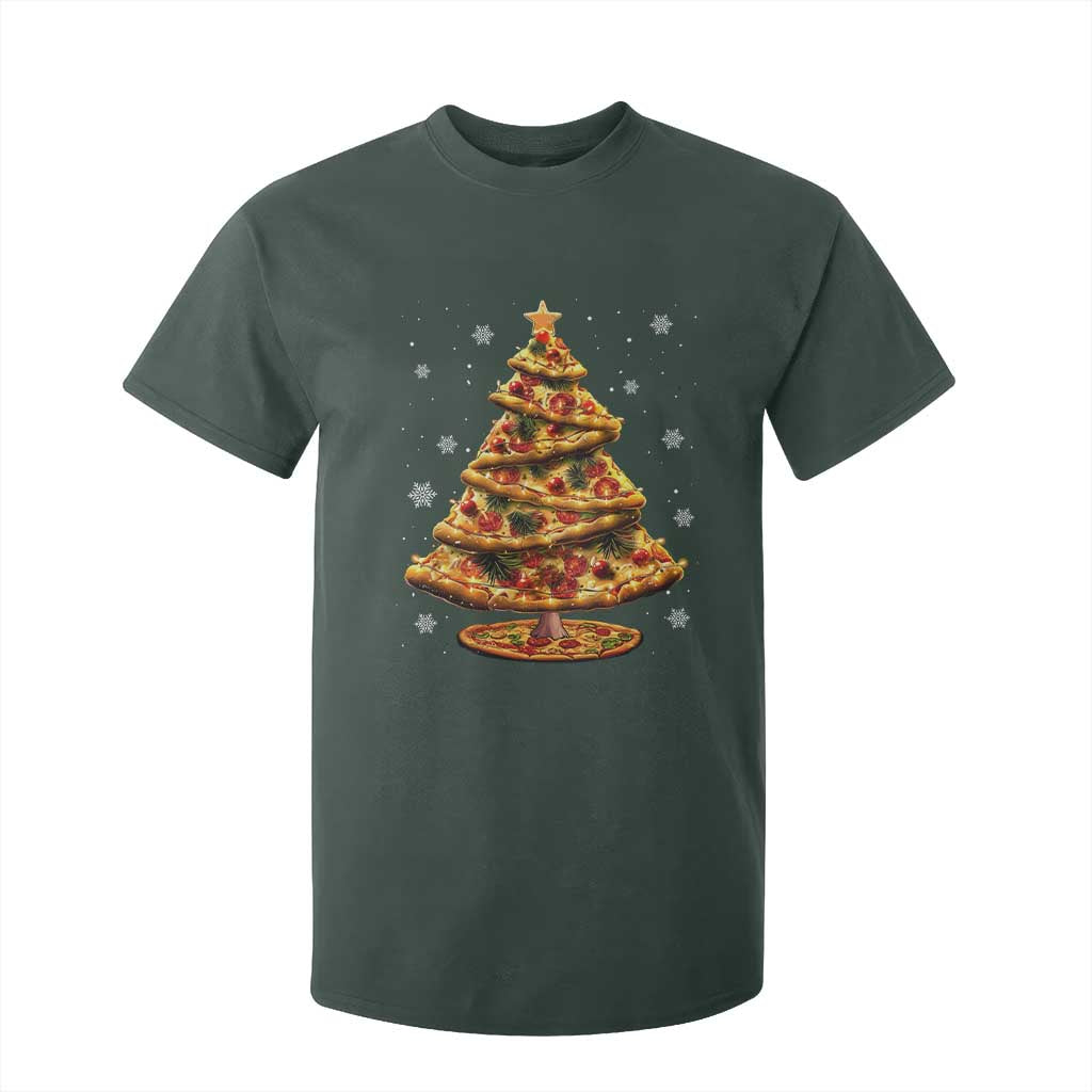 Pizza Christmas Tree T Shirt For Kid Xmas Gifts Kids TS10 Dark Forest Green Print Your Wear