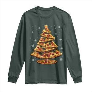 Pizza Christmas Tree Long Sleeve Shirt Xmas Gifts Kids TS10 Dark Forest Green Print Your Wear